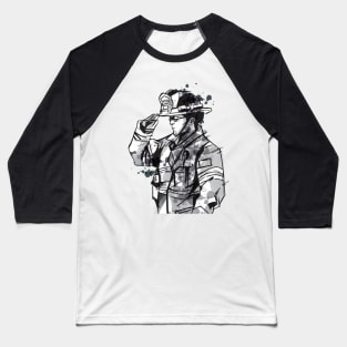 Firefighter in Watercolor Style Baseball T-Shirt